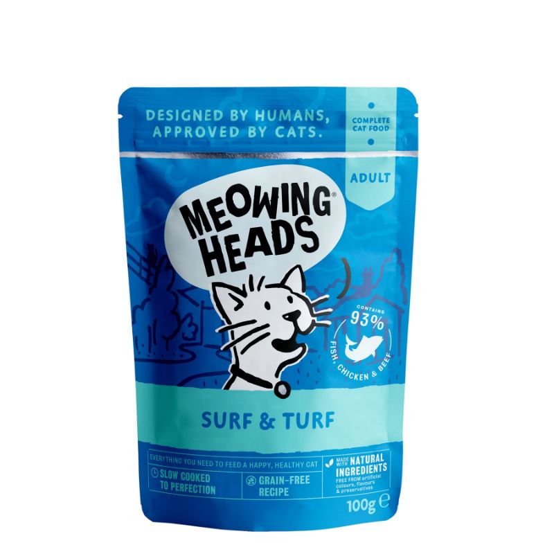 MEOWING HEADS Supurr Surf/Turf konservai katėms (žuvis/vištiena/jautiena) 100g (10)
